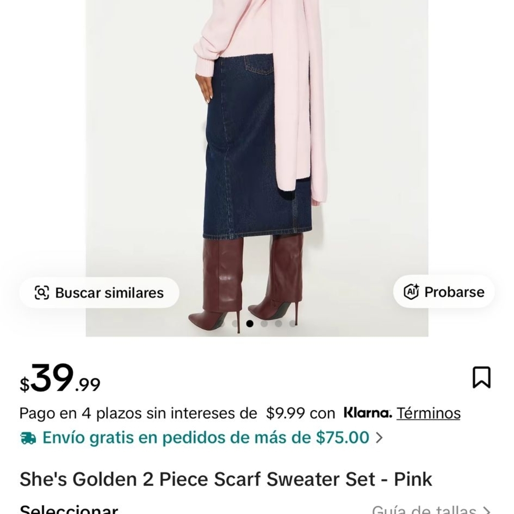 Fashion Nova Pink Sweater and Scarf Set